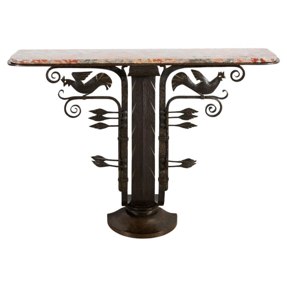 Édouard Schenck 
Sons, Wall Mounted Console With Bird Motif, France, 1930s For Sale