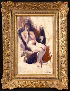 Etude de nu assis - Nabis Oil, Seated Nude in Interior by Edouard Vuillard