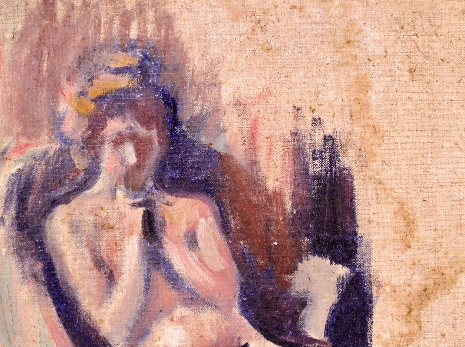 Etude de nu assis - Nabis Oil, Seated Nude in Interior by Edouard Vuillard 6