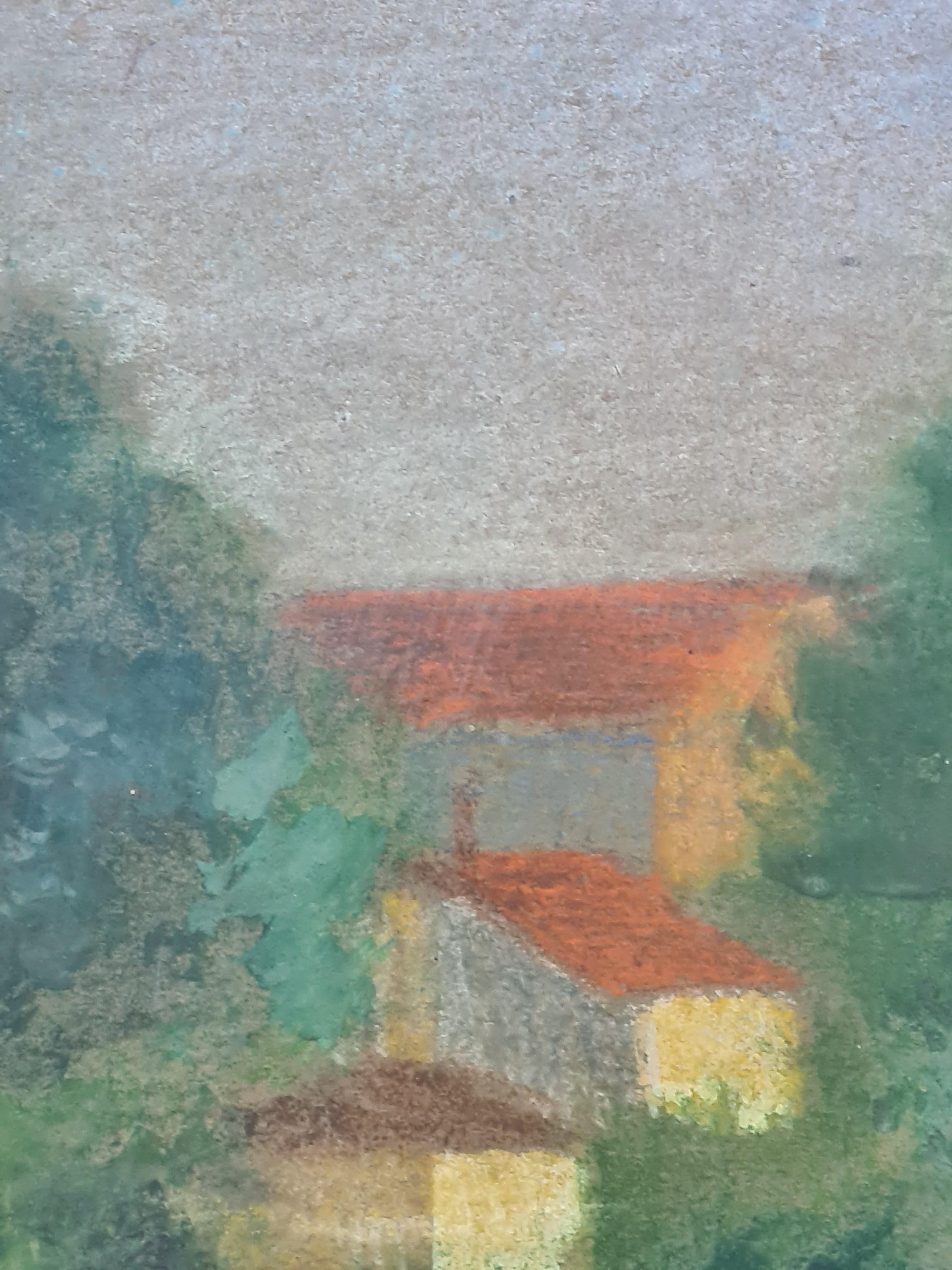 Vue d'un jardin post-impressionniste, dame cueillant des fleurs, cercle d'Edouard Vuillard en vente 5