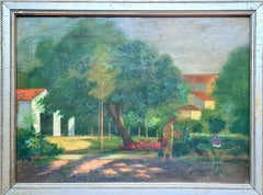 Veduta di giardino post impressionista, Signora che raccoglie fiori, Cerchio di Edouard Vuillard