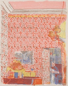 Jean-Edouard Vuillard, Interior with Pink Hangings I, 1948 (after)