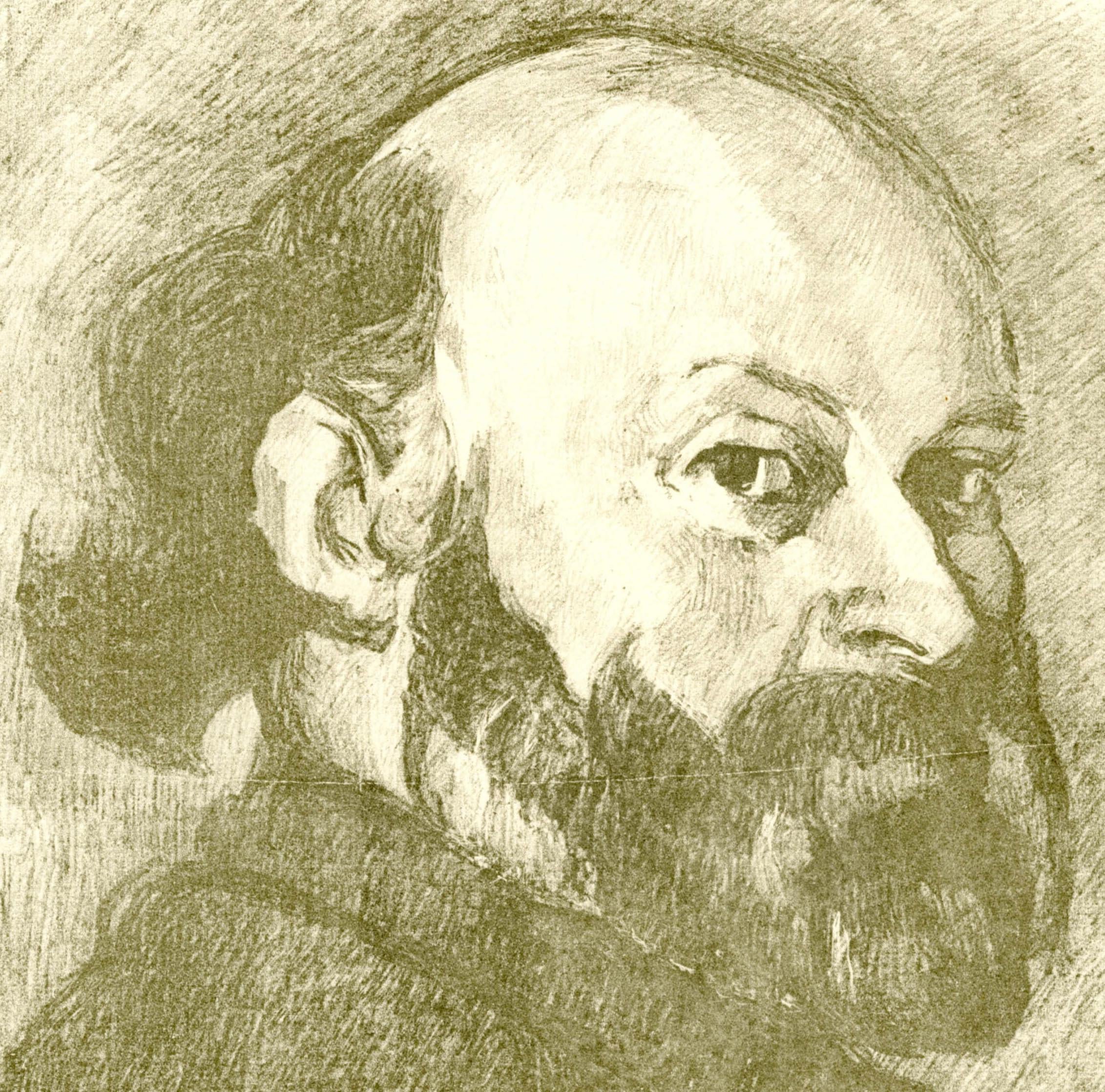 Portrait De Cezanne - Beige Portrait Print by Edouard Vuillard