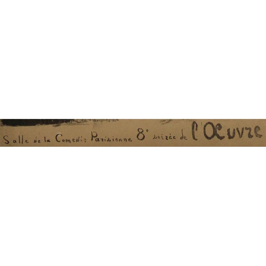 Ce rare programme illustré de 1894, créé par Édouard Vuillard, a été produit pour une soirée spéciale au Théâtre de l'Œuvre, creuset de l'innovation symboliste et naturaliste de l'avant-garde parisienne. Le programme accompagne les représentations