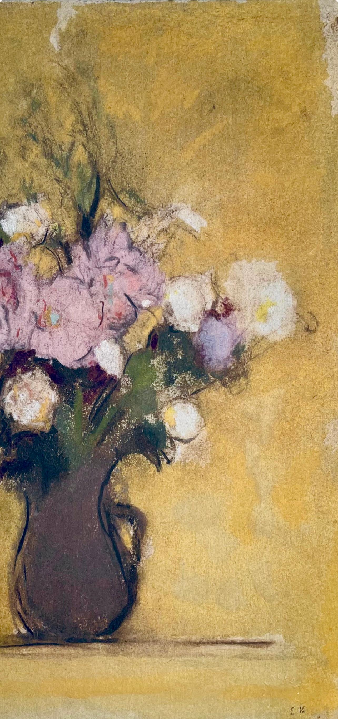 Vuillard, Bouquet De Fleurs, Douze pastels (después de) - Landscape Print Marrón de Edouard Vuillard