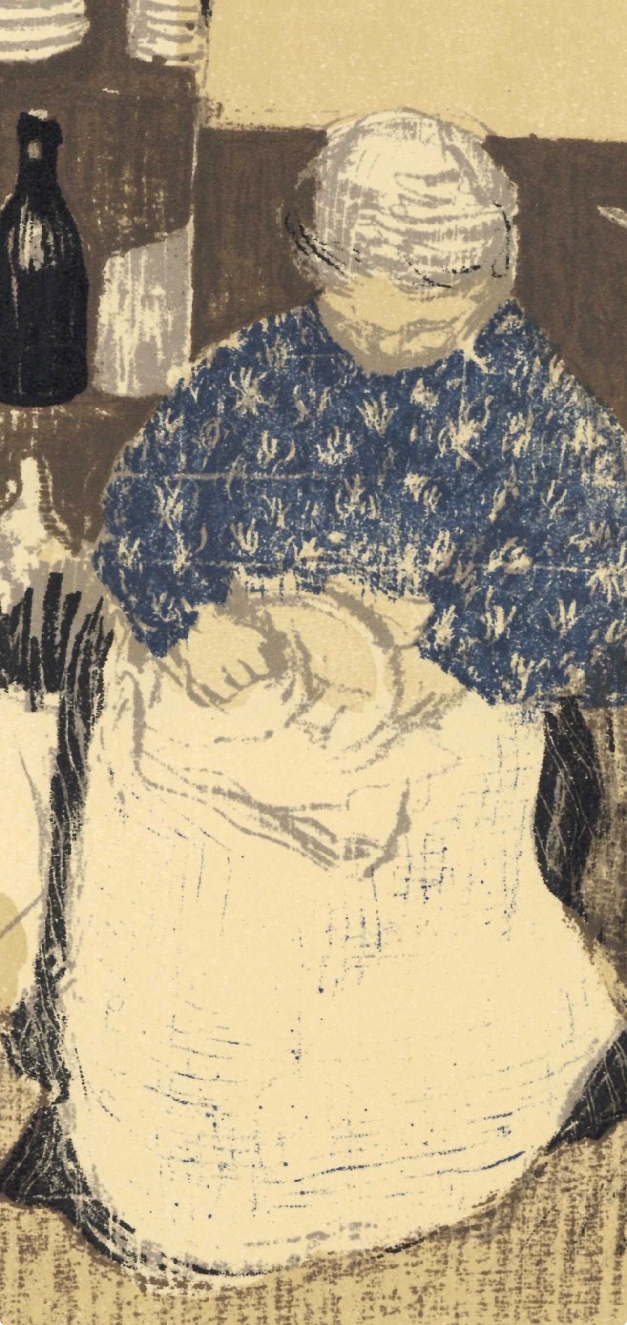 Vuillard, La Cuisinière, L'œuvre gravé de Vuillard (d'après) - Beige Figurative Print par Edouard Vuillard