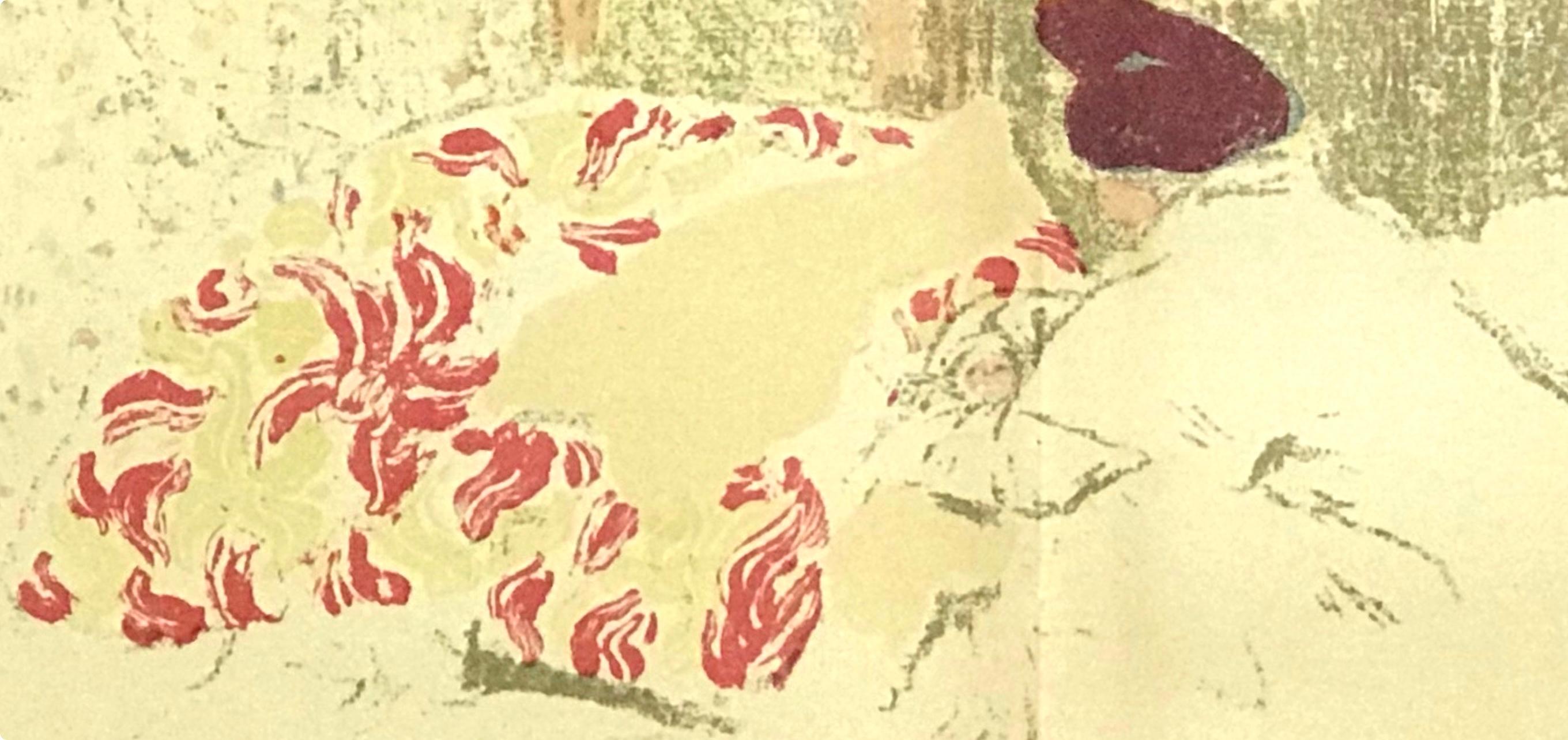 Vuillard, La Naissance d´Annette, L'œuvre gravé de Vuillard (after) - Orange Figurative Print by Edouard Vuillard