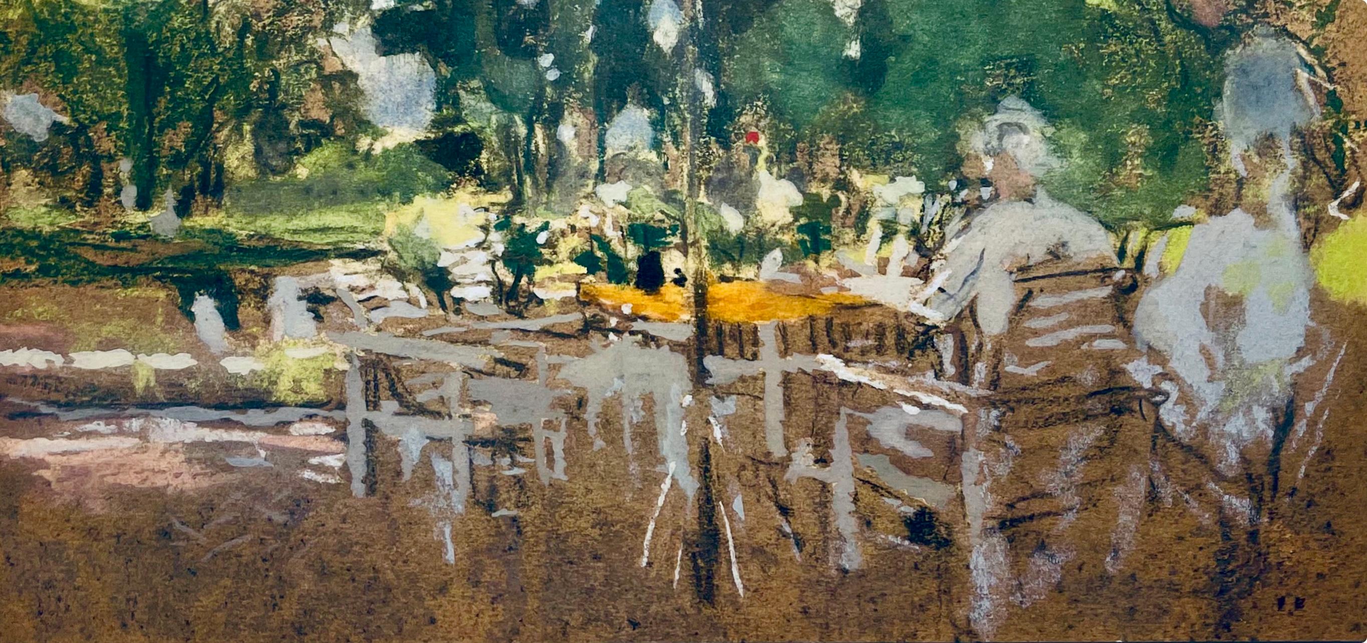 Vuillard, Le Parasol Orange, Douze pastels (dopo) - Landscape Print Grigio di Edouard Vuillard