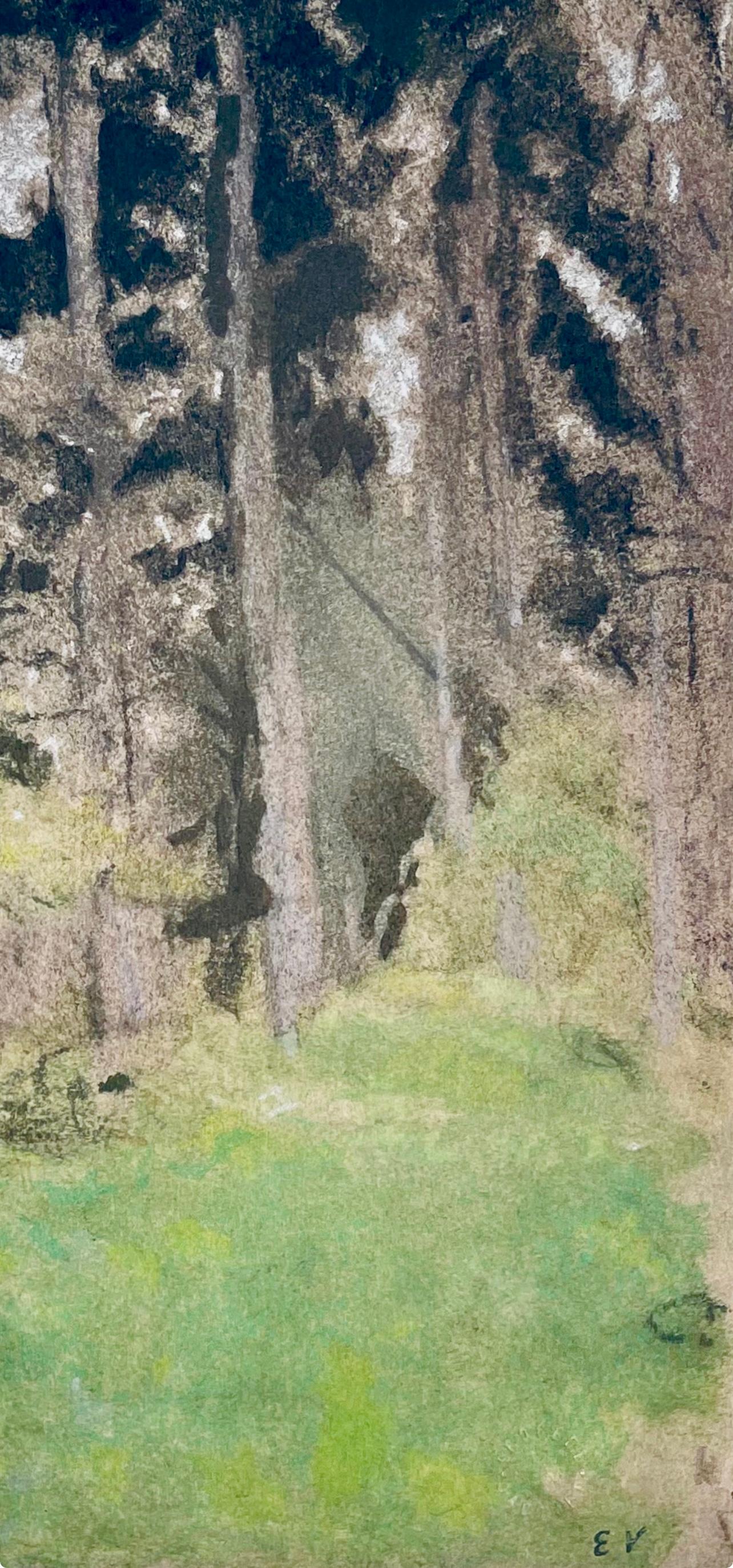 Vuillard, Les Sapins, Douze pastels (después de) - Figurative Print Gris de Edouard Vuillard