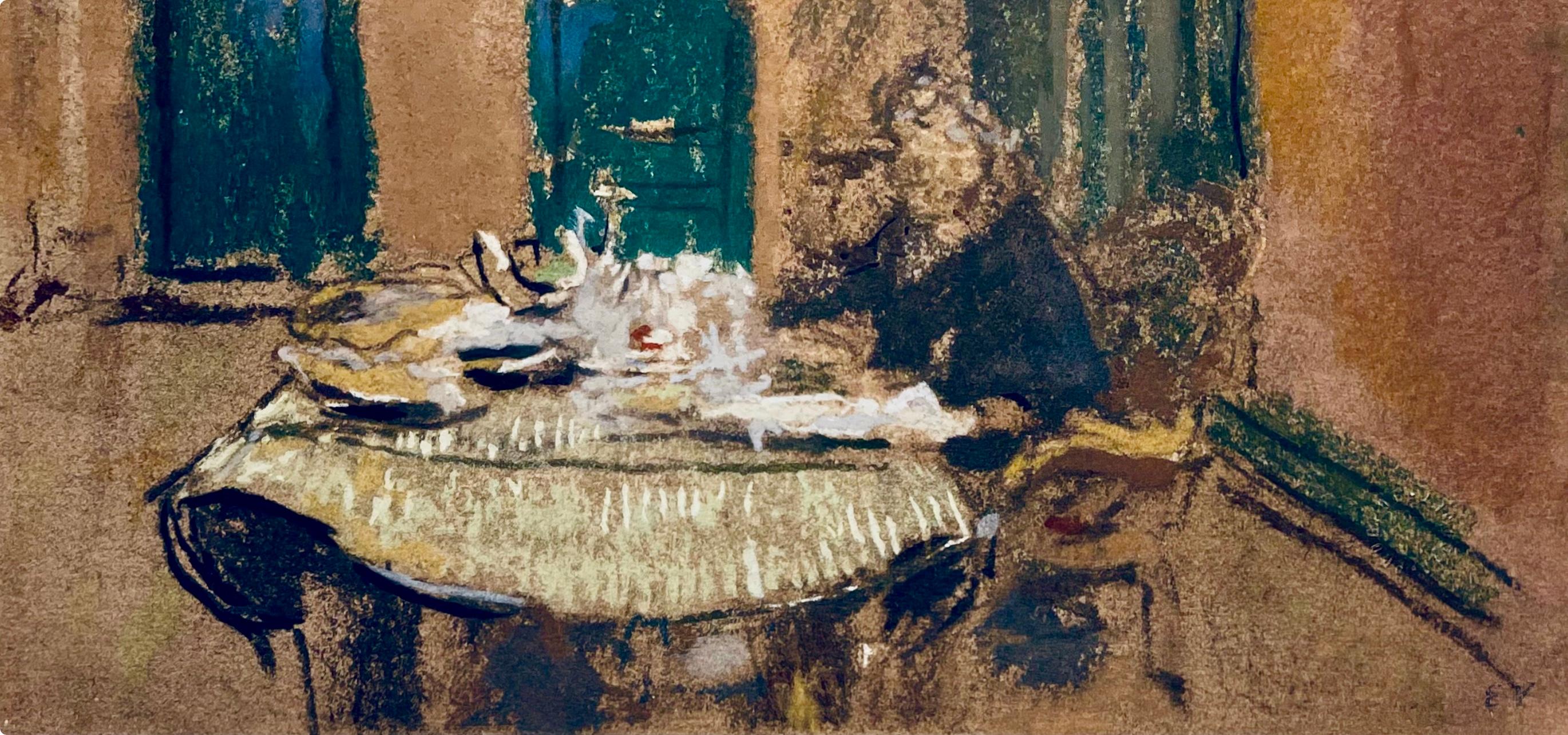 Vuillard, Madame Vuillard A Table, Douze pastels (después) - Print de Edouard Vuillard