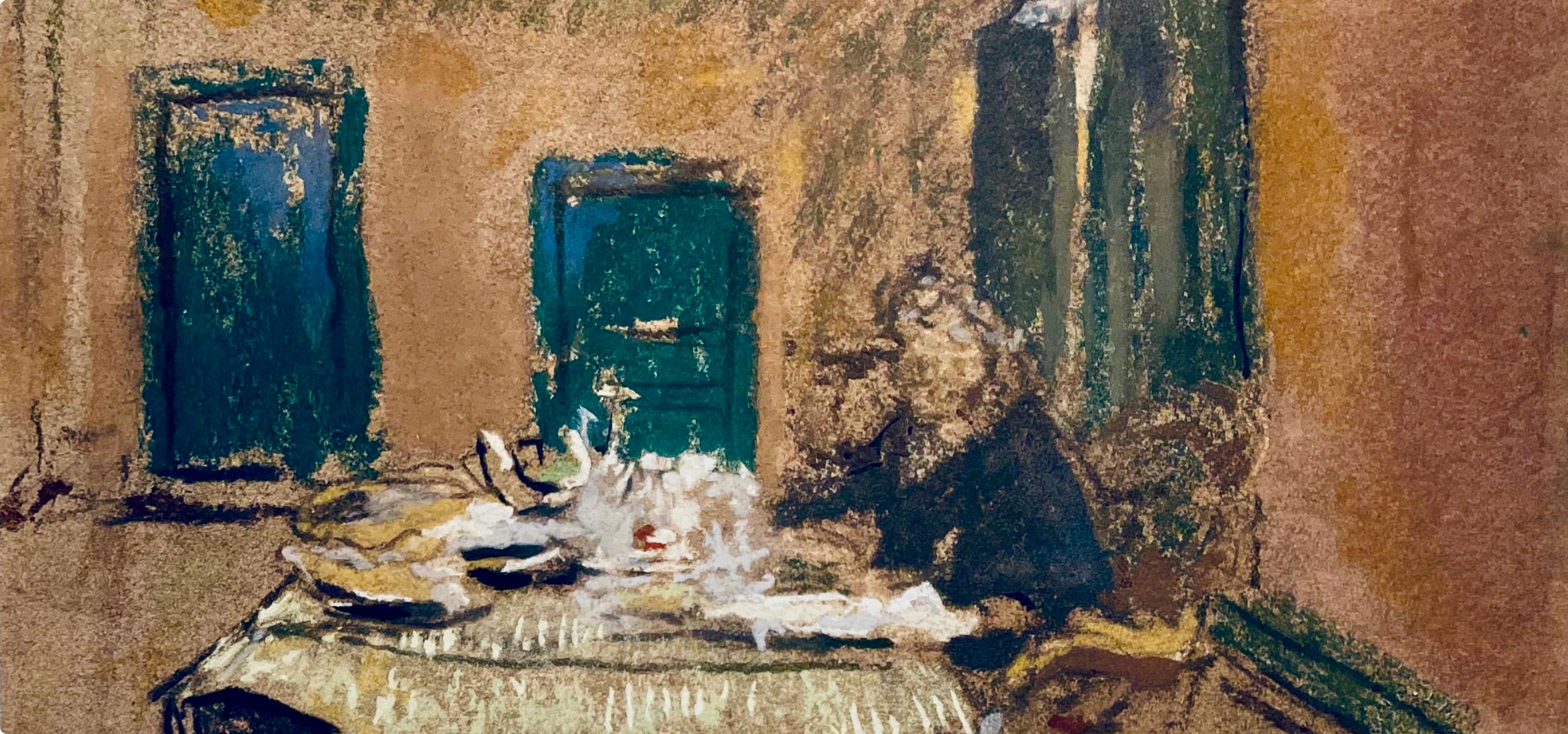 Vuillard, Madame Vuillard A Table, Douze pastels (después) - Print Posimpresionista de Edouard Vuillard