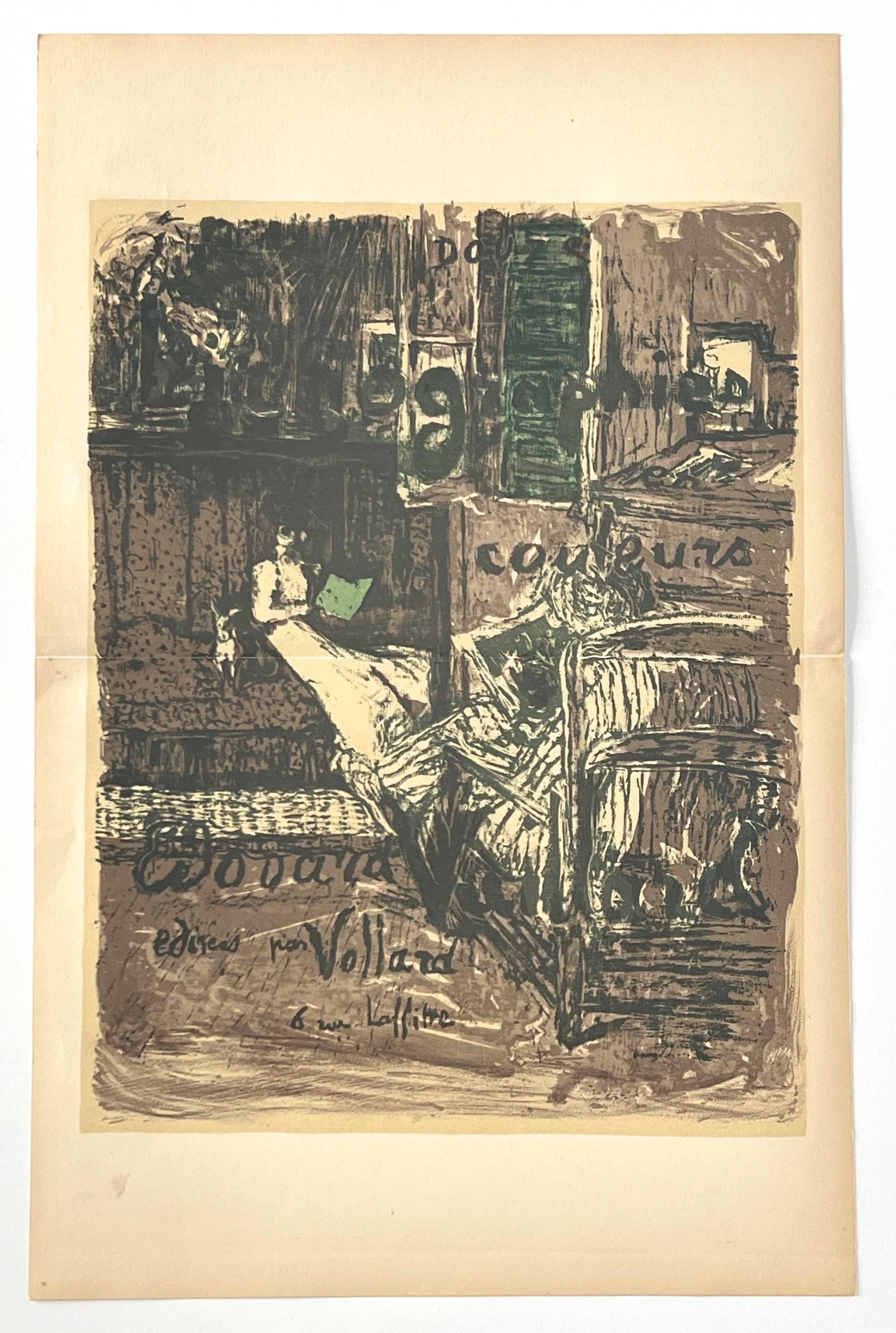 Medium: Lithograph on grand vélin Renage paper
Year: 1948
Paper Size: 19.25 x 12.5 inches; image size: 10.63 x 11.02 inches, with centerfold, as issued
Inscription: Unsigned and unnumbered, as issued
Notes: From the album, L'œuvre gravé de Vuillard,