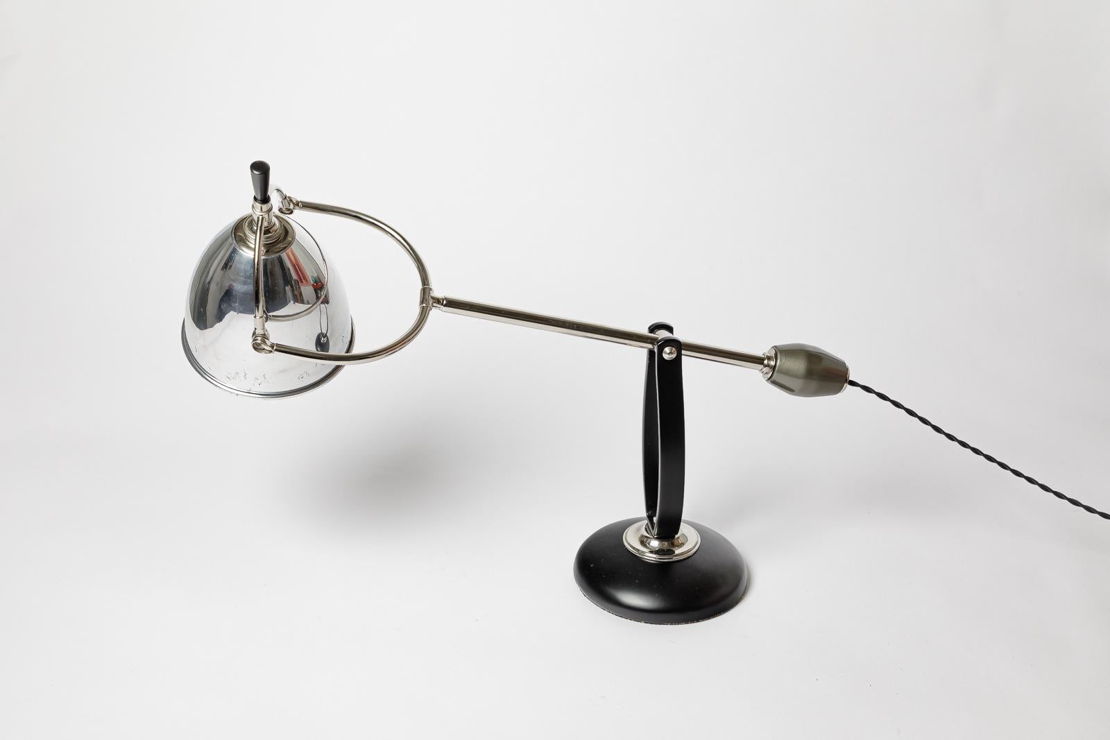 Edouard-Wilfrid Buquet, Tisch- oder Wandleuchte im Art-déco-Stil in Grau und Schwarz, 20. Jahrhundert im Angebot 5