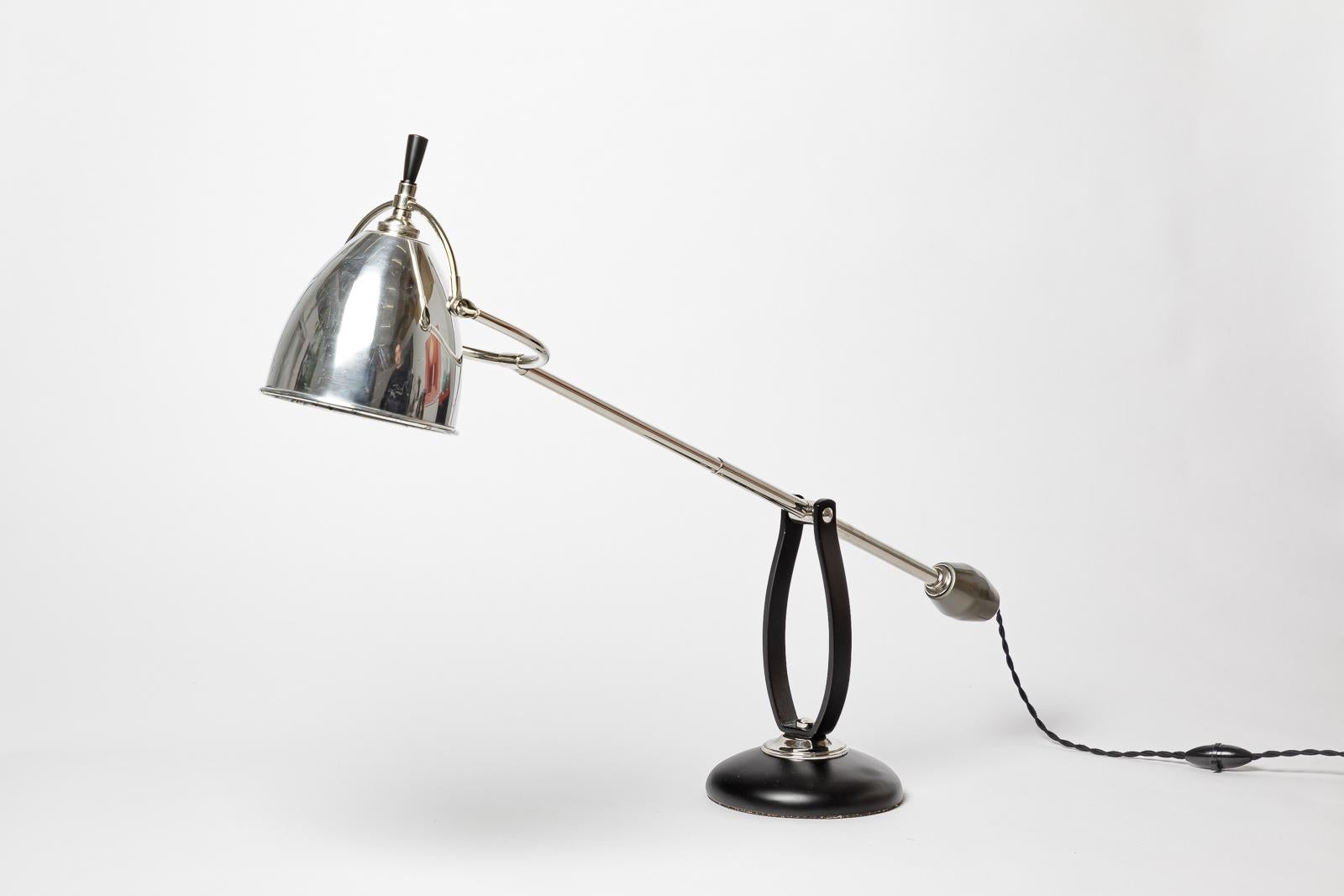 Edouard-Wilfrid Buquet, Tisch- oder Wandleuchte im Art-déco-Stil in Grau und Schwarz, 20. Jahrhundert (Französisch) im Angebot
