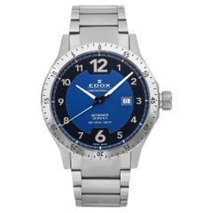 Edox Montre Chronorally 1 automatique à cadran bleu en acier inoxydable pour hommes 80094-3NM-BU1