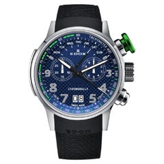 Edox Montre chronographe à cadran bleu quartz pour hommes 38001TINVBUV3
