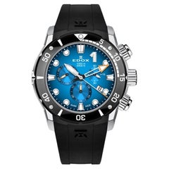 Used Edox CO-1 Chronograph Quartz Blue Dial Men's Watch 10242TINBUIDN