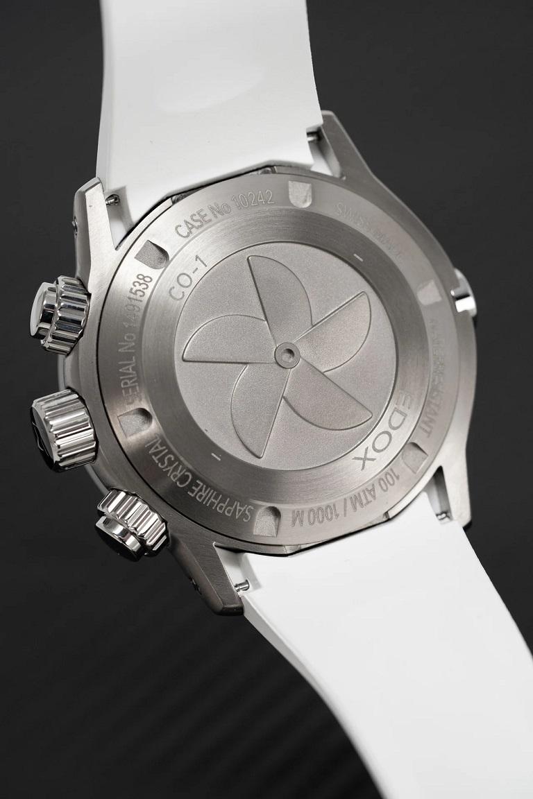 Edox CO-1 Chronograph Quartz White Dial Men's Watch 10242TINBBBUINR In New Condition For Sale In Wilmington, DE
