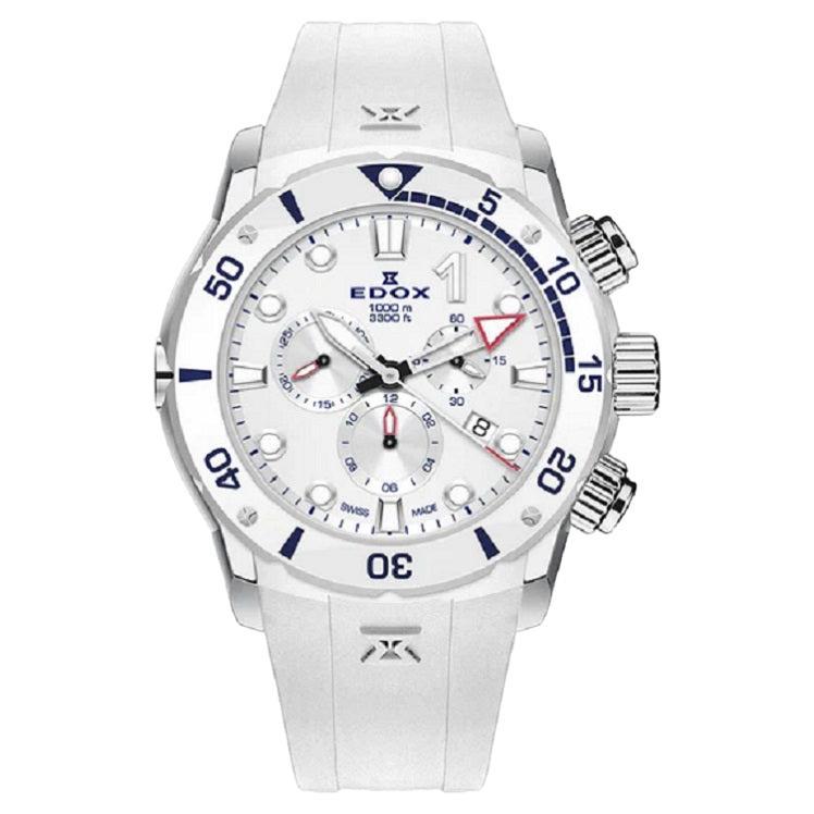 Edox CO-1 Chronograph Quartz White Dial Men's Watch 10242TINBBBUINR For Sale