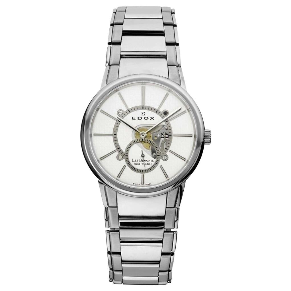 Edox Les Bemonts White Dial Stainless Steel Men's Watch 72011 3 AIN For Sale