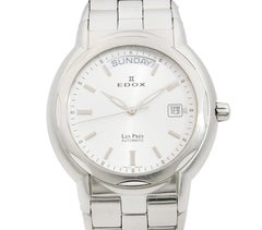 Edox Les Pres Stainless Steel Day-Date Silver Dial Automatic Mens Watch 83001