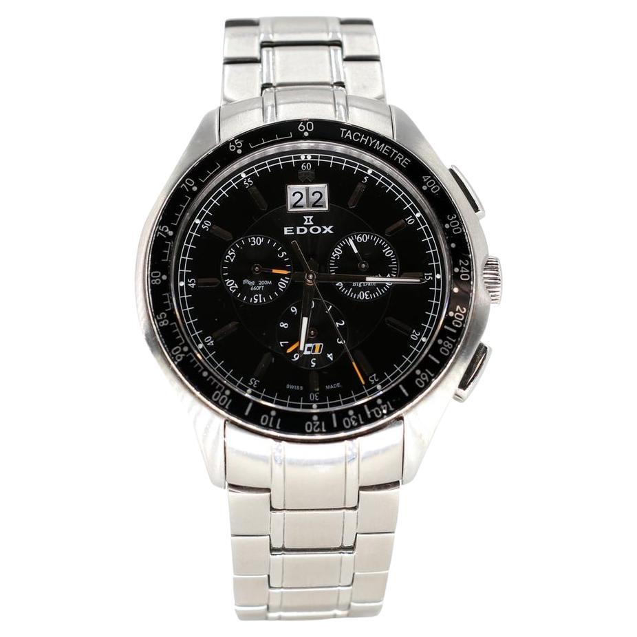 Edox Silver C1 Chronograph Special Edition Champion Big Date Steel 10026 3ca Wat For Sale