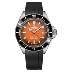 Edox SkyDiver Neptunian Automatic Orange Dial Men's Watch 801203NCAODN
