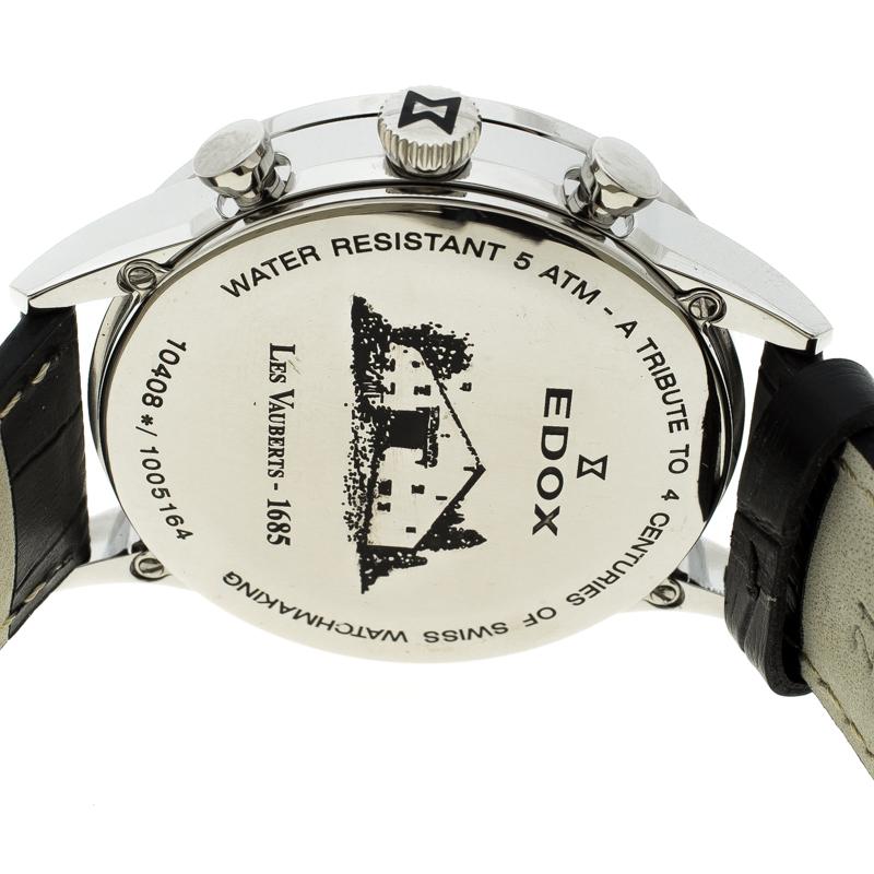 Edox White Stainless Steel Les Vauberts 10408 Men's Wristwatch 41 mm 1