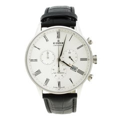 Edox White Stainless Steel Les Vauberts 10408 Men's Wristwatch 41 mm