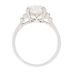 EDR Certified 3.13ct Old Cushion Cut Diamond Engagement Ring, circa 1940s