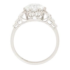 EDR Certified 3.17 Carat Art Deco Diamond Engagement Ring with Set Shoulders