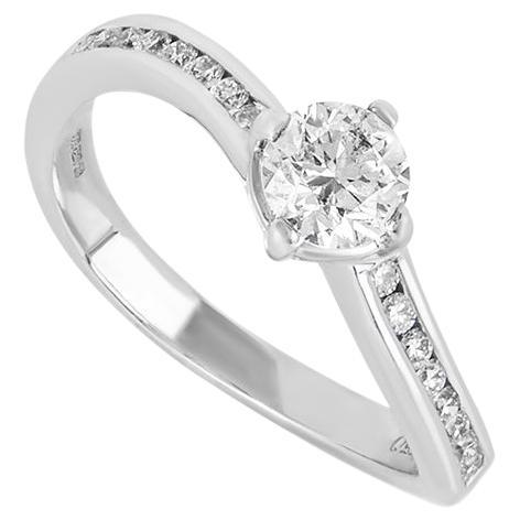 EDR Certified White Gold Round Brilliant Cut Diamond Ring 0.50ct F/SI1
