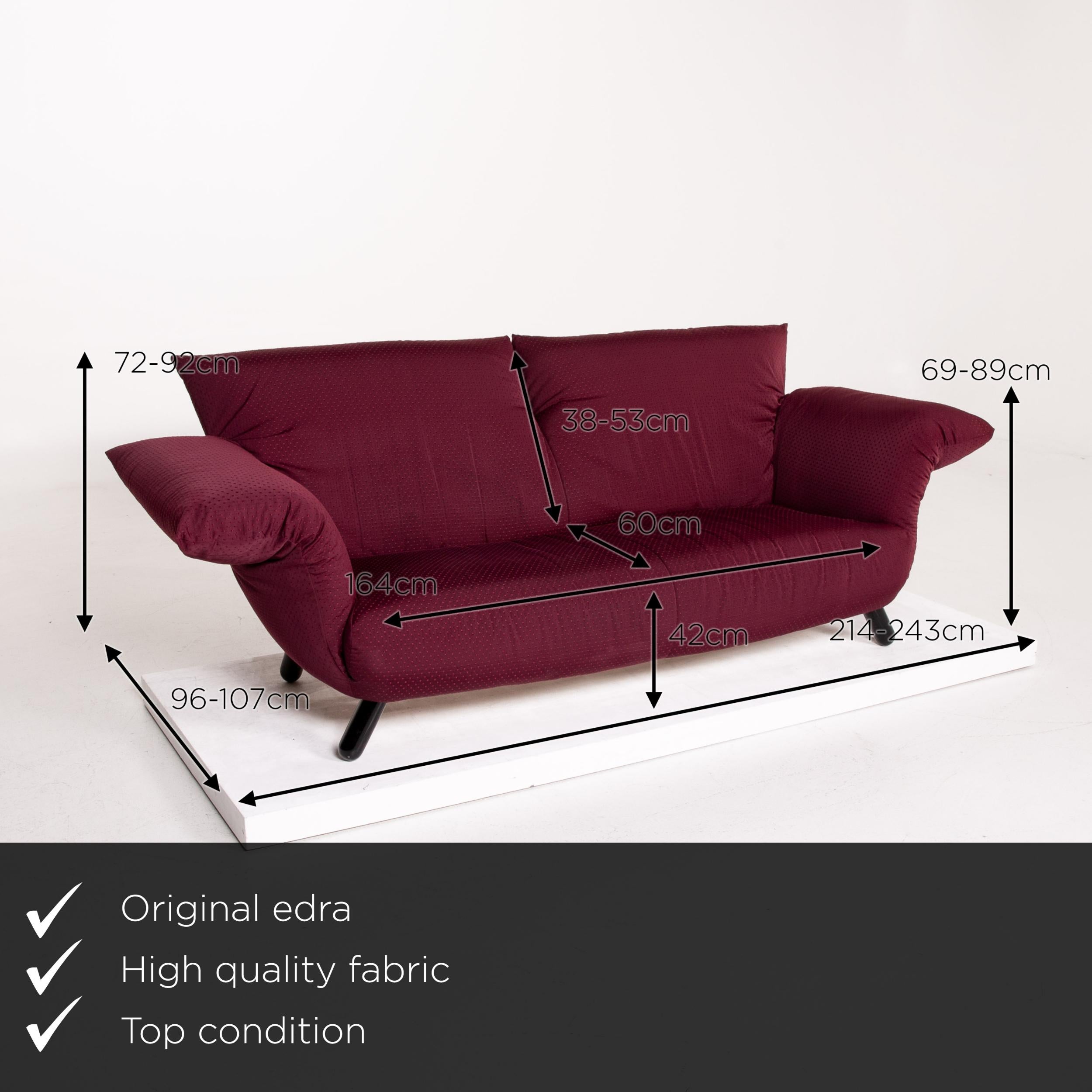 We present to you an Edra Bilbo fabric sofa purple two-seat function Gianfranco Gualtierotti couch.


 Product measurements in centimeters:
 

Depth 96
Width 214
Height 92
Seat height 42
Rest height 69
Seat depth 60
Seat width 164
Back