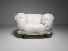 Edra “Corbeille” Armchair by Francesco Binfaré in Original White Leather, Italy