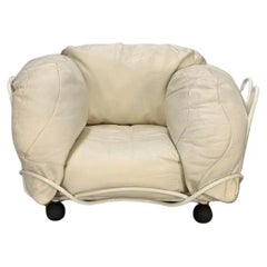 Edra "Corbeille" Armchair - In Ivory White Leather