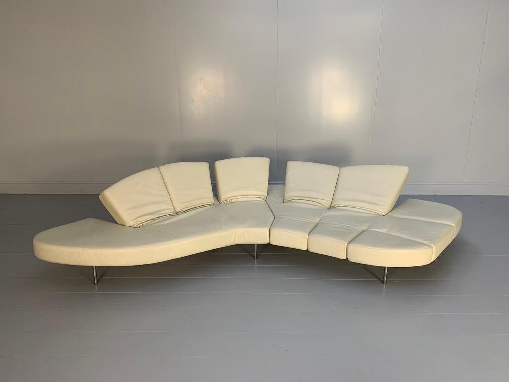 Edra „Flap FLP010 DX“ Sofa mit Klappe - In weißem Leder im Zustand „Gut“ im Angebot in Barrowford, GB