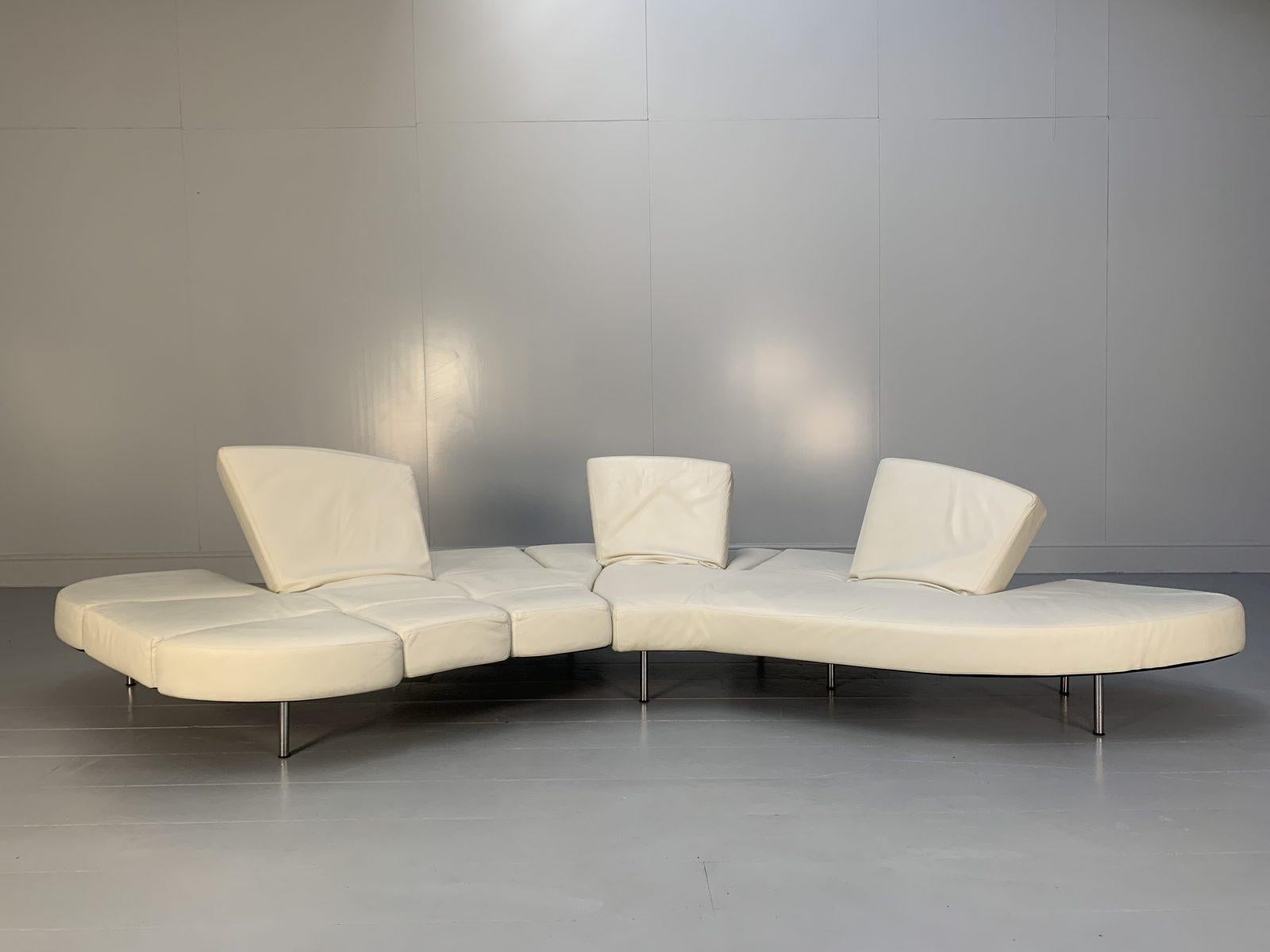 Edra “Flap FLP010 SX” Sofa – In White Leather In Good Condition For Sale In Barrowford, GB