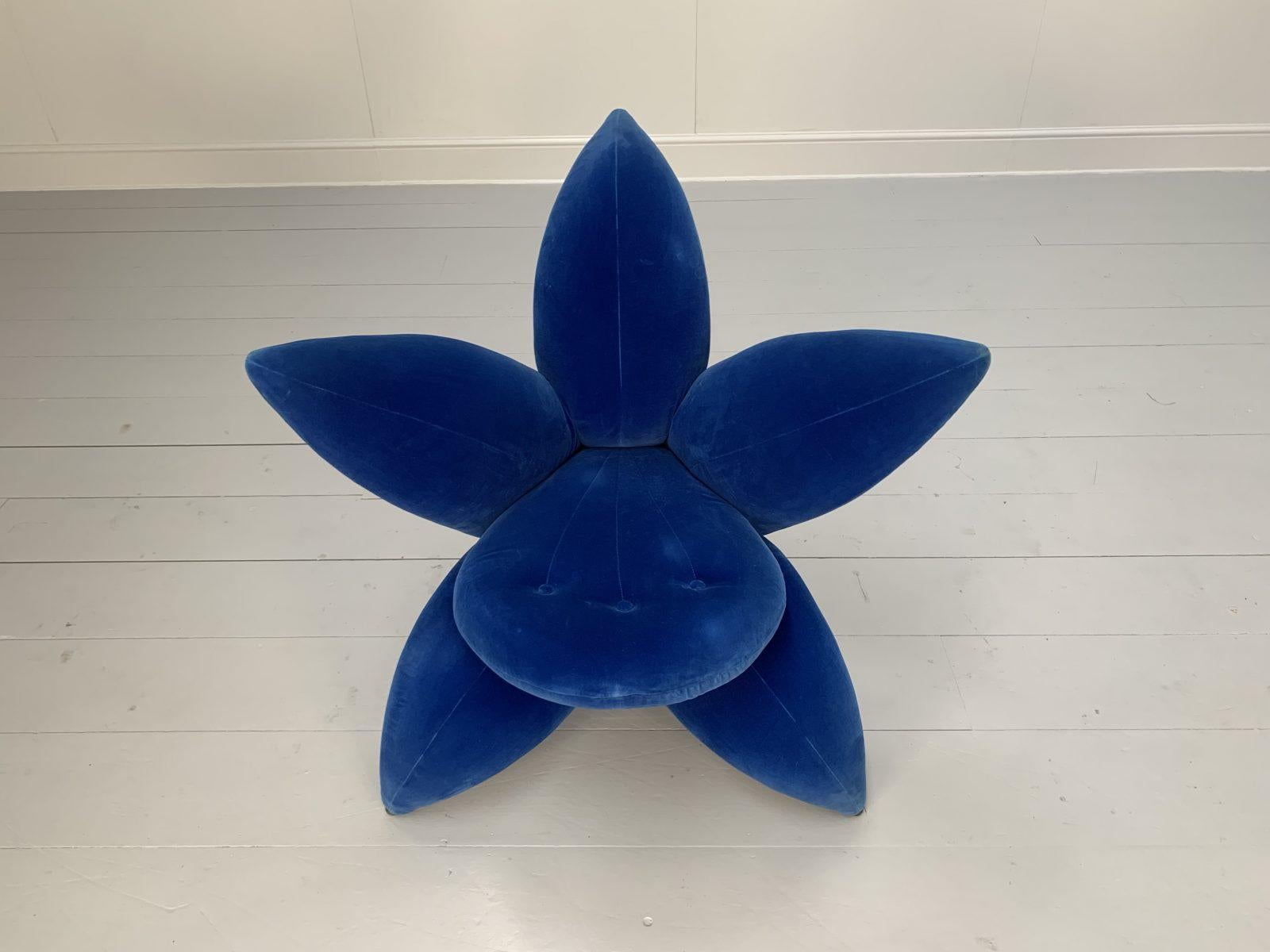 Contemporary Edra “Getsuen” Lily Armchair – in Blue Velvet For Sale