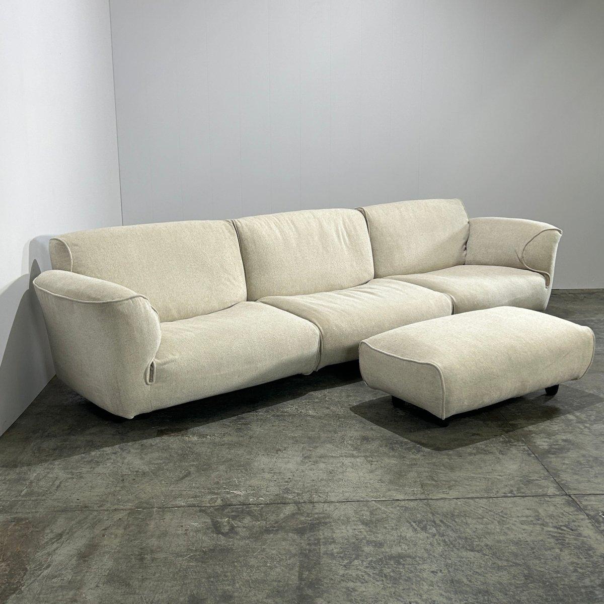 Edra Grande Soffice Sofa and Footstool In Good Condition For Sale In Basildon, London