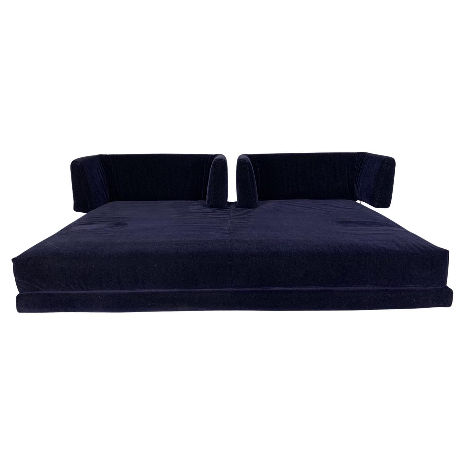 Edra “L’Homme Et La Femme” Daybed Sofa in Navy Blue Mohair Velvet For Sale