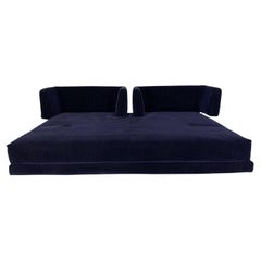 Edra “L’Homme Et La Femme” Daybed Sofa in Navy Blue Mohair Velvet