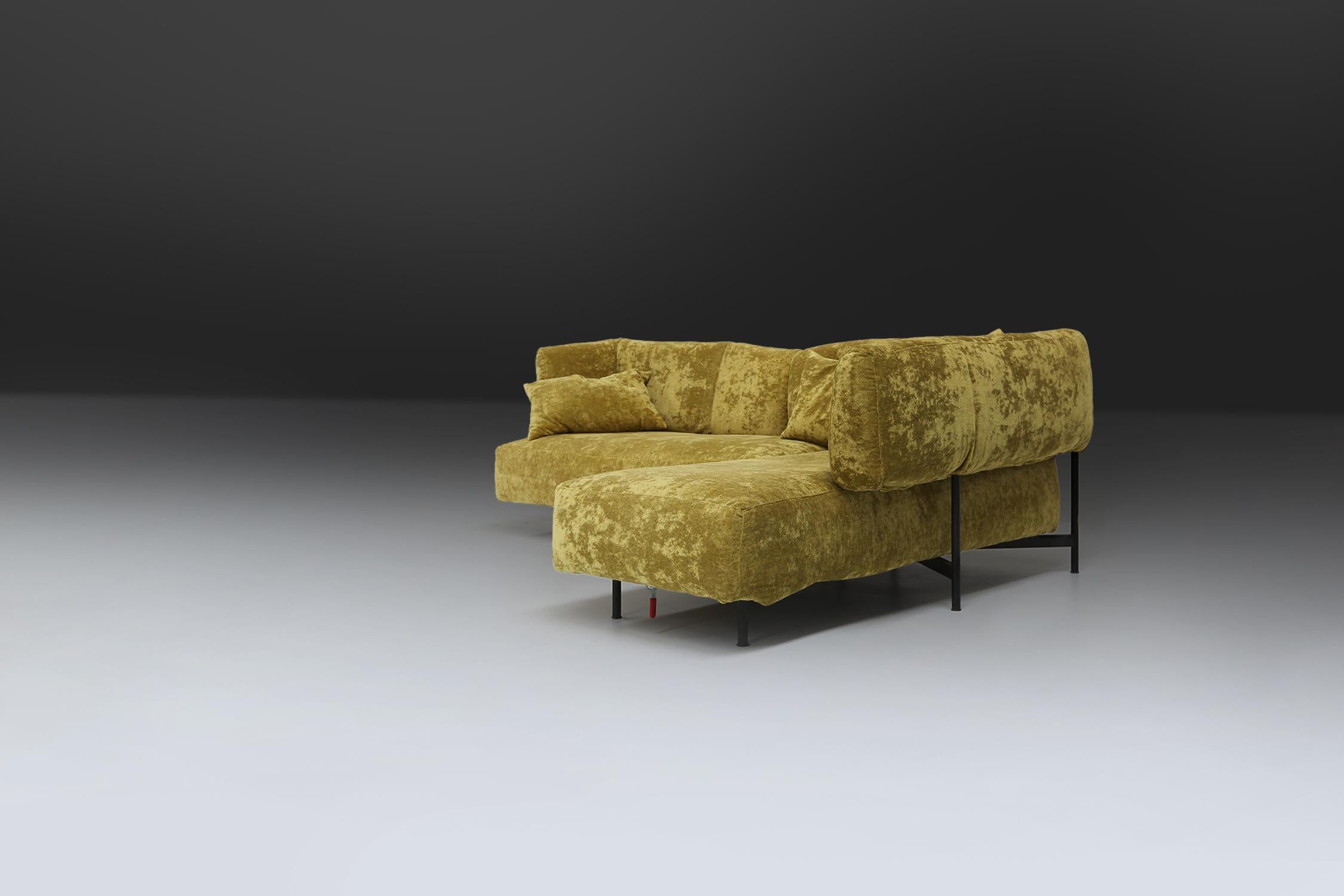 Modular sofa elements in green fabric, designed by Francesco Binfaré for Edra, Italy, 1993. The two elements can be placed in a variety of positions in due the adjustable backrest. The sofa is made with high quality materials, creates a very