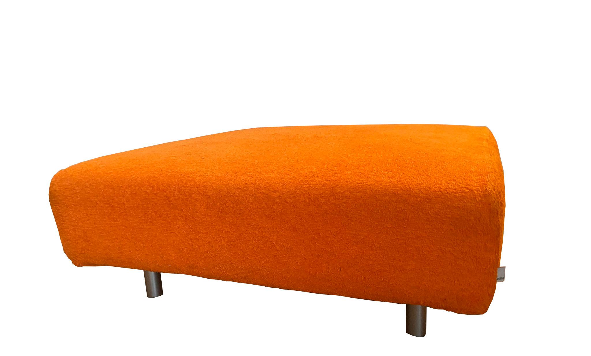 Mid-Century Modern Edra Orange Fabric Pouf, Italy, 1970s For Sale