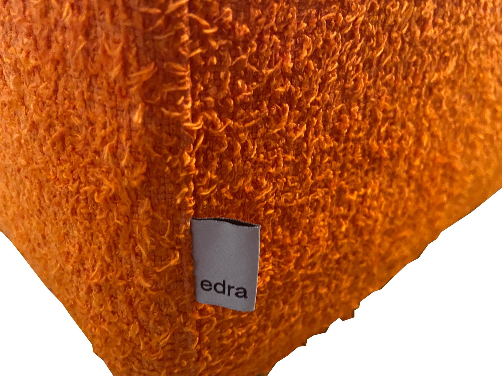 Edra Orange Fabric Pouf, Italy, 1970s In Good Condition For Sale In Naples, IT