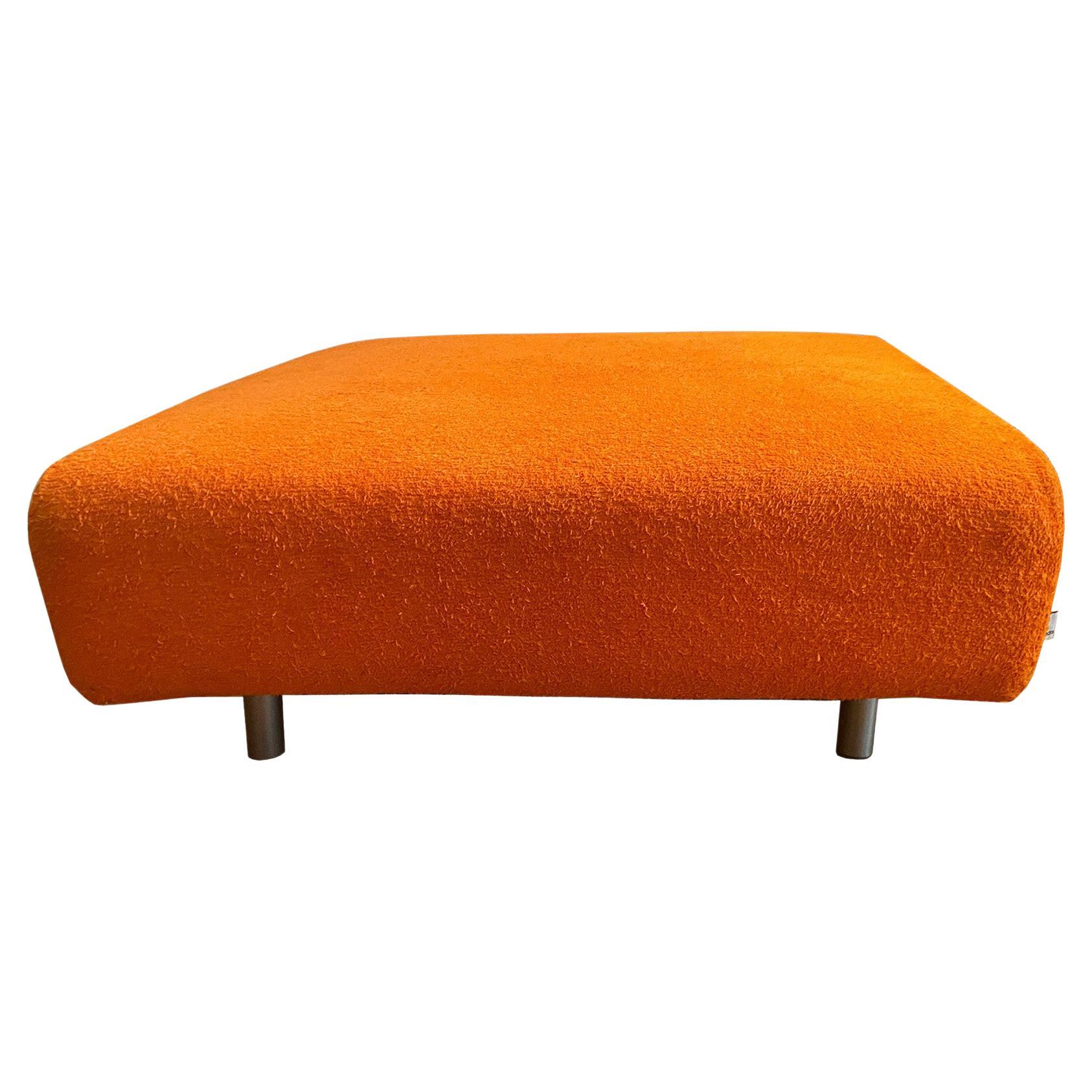 Edra Orange Fabric Pouf, Italy, 1970s For Sale