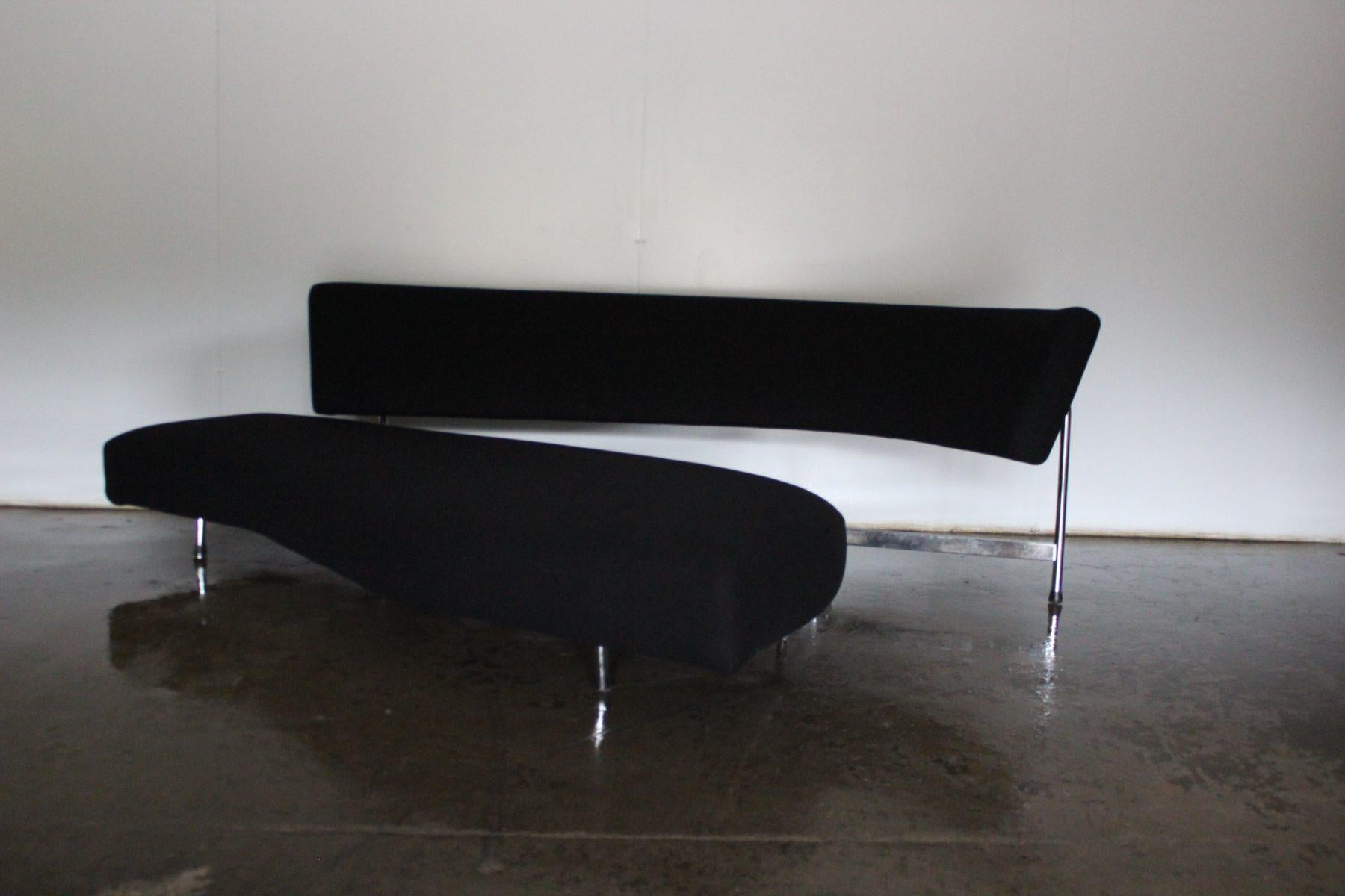 Edra “Shark” Sofa Chaise, in Jet Black Wool For Sale 6