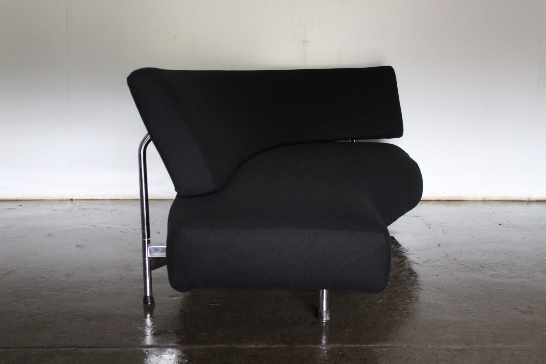 Edra Shark Sofa Chaise - In Jet Black Wool (Wolle) im Angebot