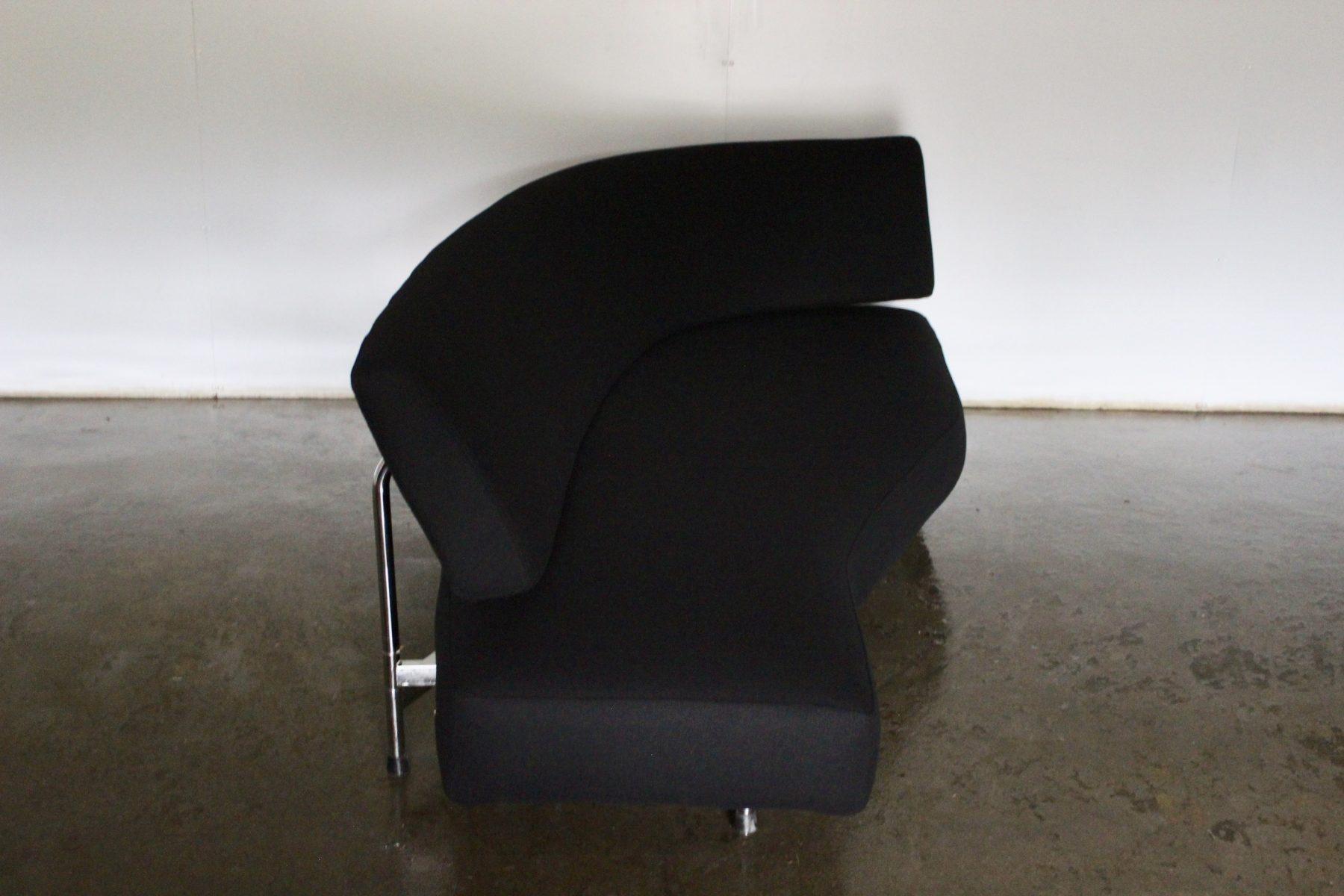 Edra “Shark” Sofa Chaise, in Jet Black Wool For Sale 2