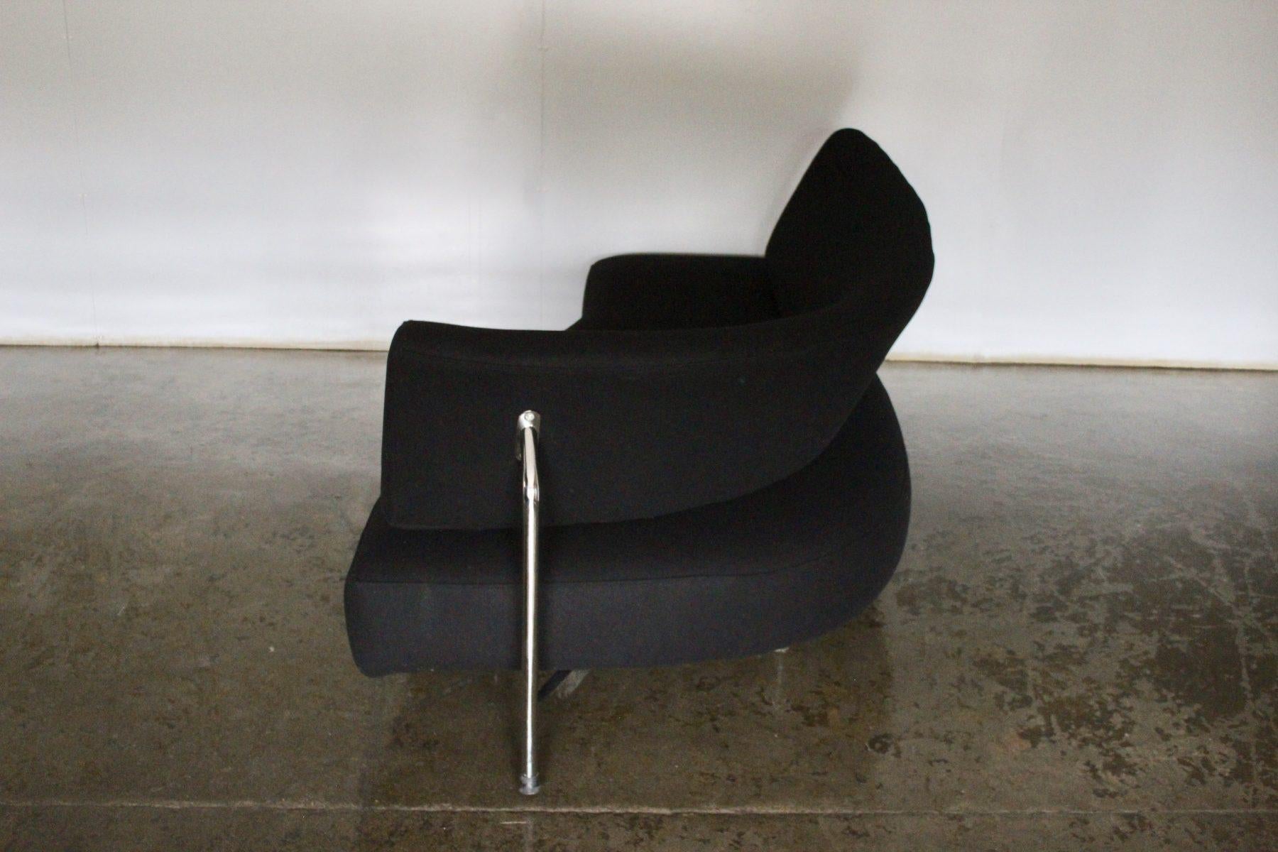 Edra “Shark” Sofa Chaise, in Jet Black Wool For Sale 3
