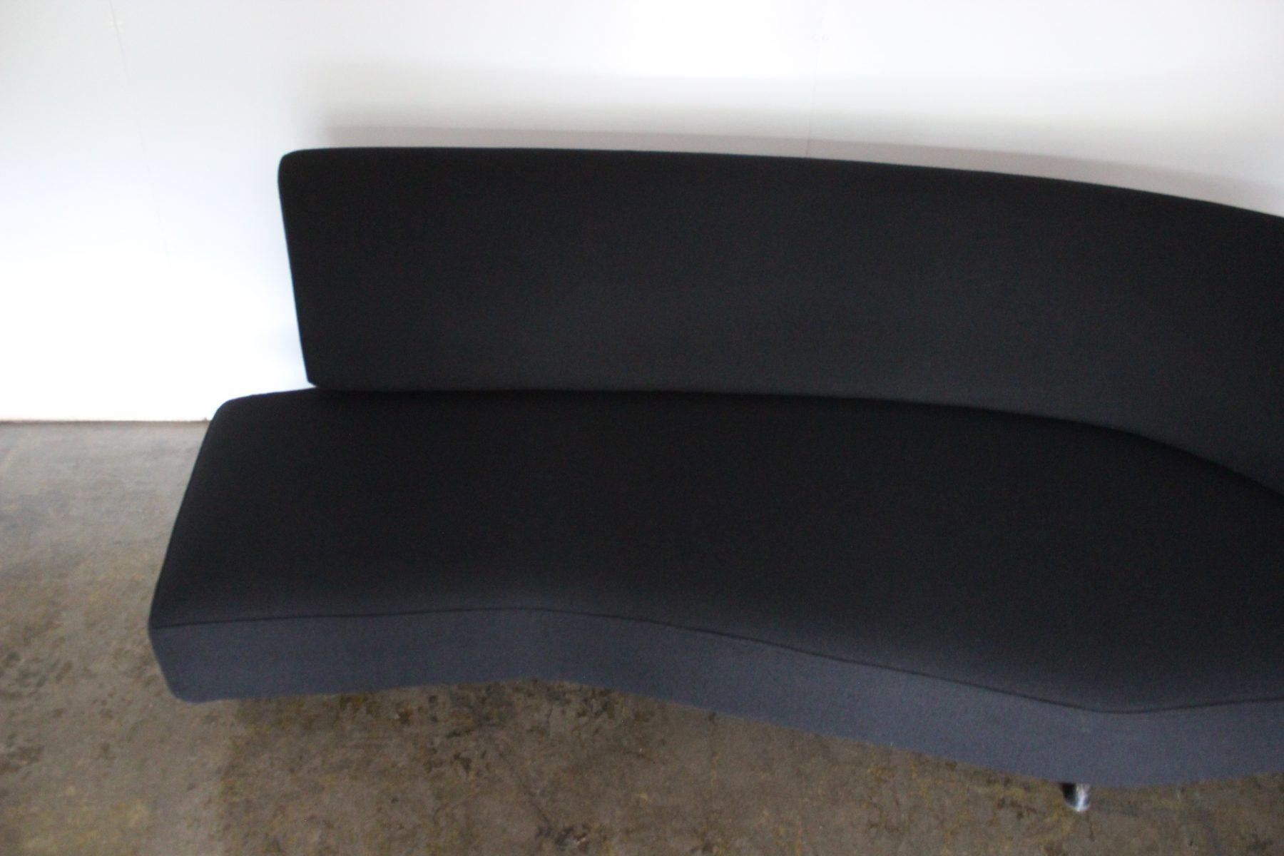 Edra “Shark” Sofa Chaise, in Jet Black Wool For Sale 4